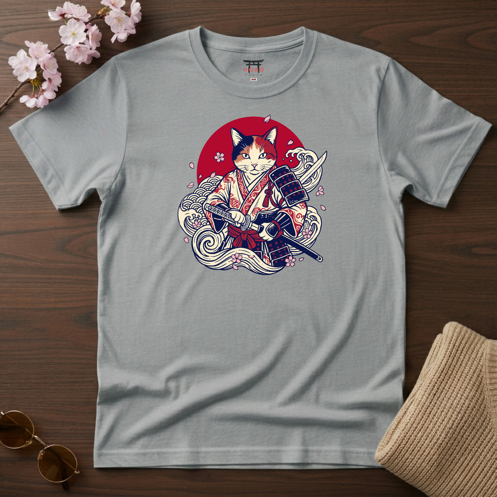 Red Sun Cat Samurai T-Shirt