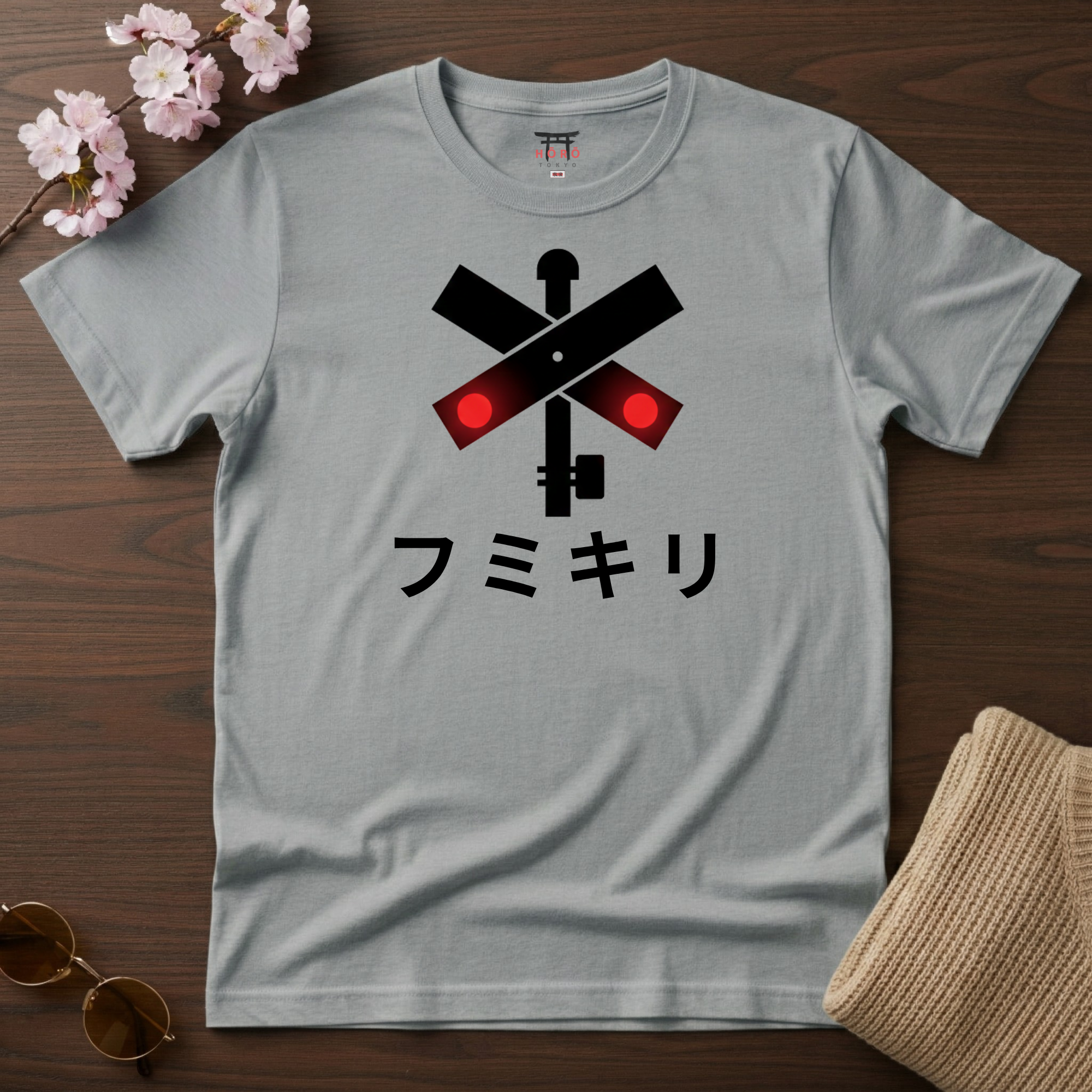 T-shirt représentant un passage à niveau japonais