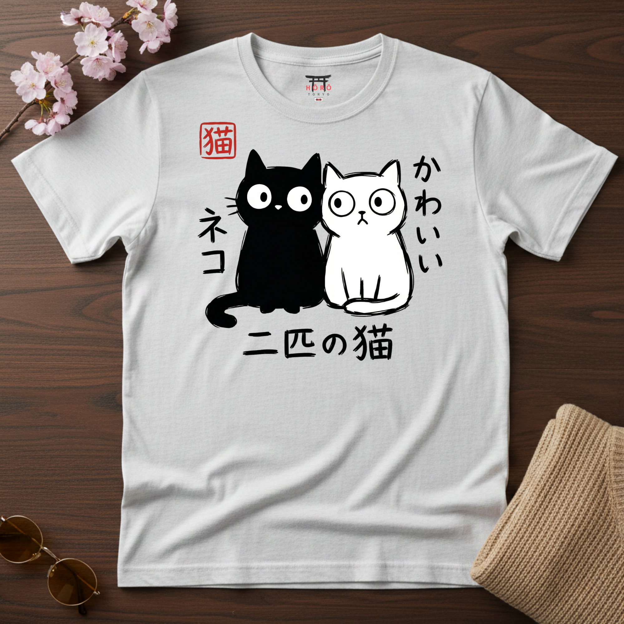 Heta-uma Cats Side by Side T-Shirt